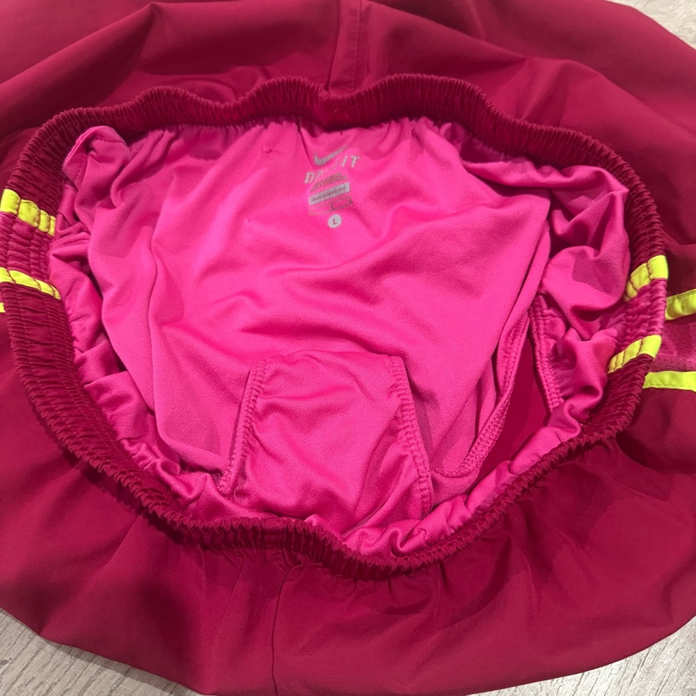 Nike Dri-Fit Women’s Running Shorts Liner Red Pink Yellow Size Large - Picture 7 of 9